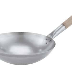 Wok-pann 35cm ümara põhjaga, puidust käepidemega