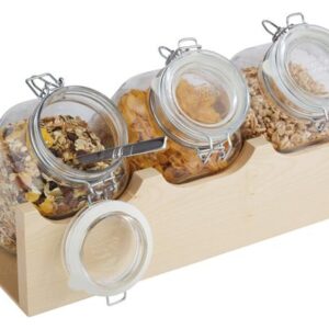 Buffet alus 43x17cm, 3 klaasist purki 2L mahuga