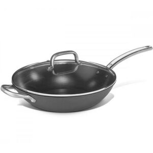 Wok-pann 32cm klaaskaanega, lameda põhjaga, igale pliiditüübile
