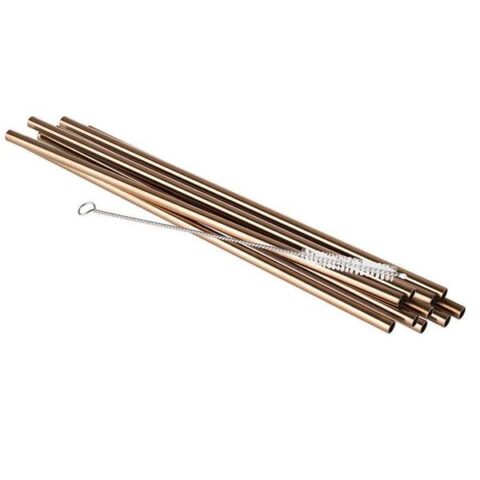 Kokteilikõrs metallist, vaskne 10tk+hari 21,5cm, D