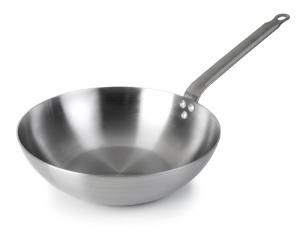 Wok-pann 28cm süsinikterasest, lameda põhjaga