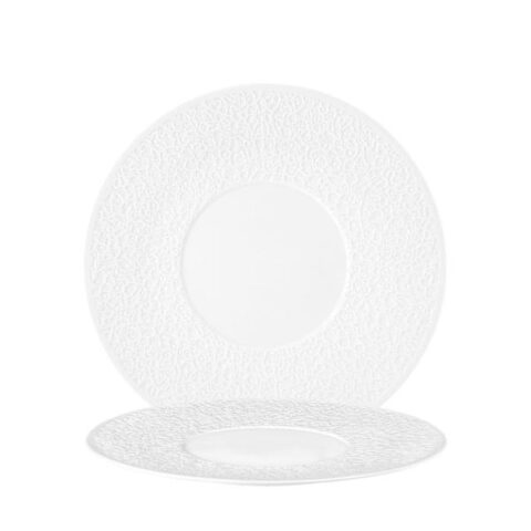 Taldrik 33cm reljeefse laia servaga valge Nori