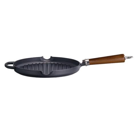 Grillpann 28cm malmist, puidust käepidemega