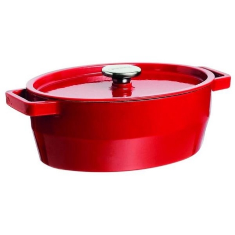 Ahjupott 3,8L ovaalne, emailitud malm, punane Pyrex
