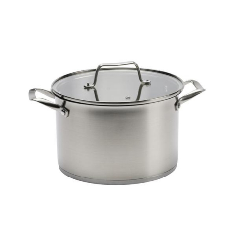 Pott 5L poolkõrge, klaaskaanega 18/8 r/v