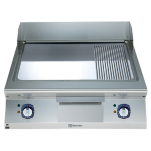 Elektriline plaatgrill 15kW sileda kroomitud ribilise plaadiga, kallutatav, laius 800mm